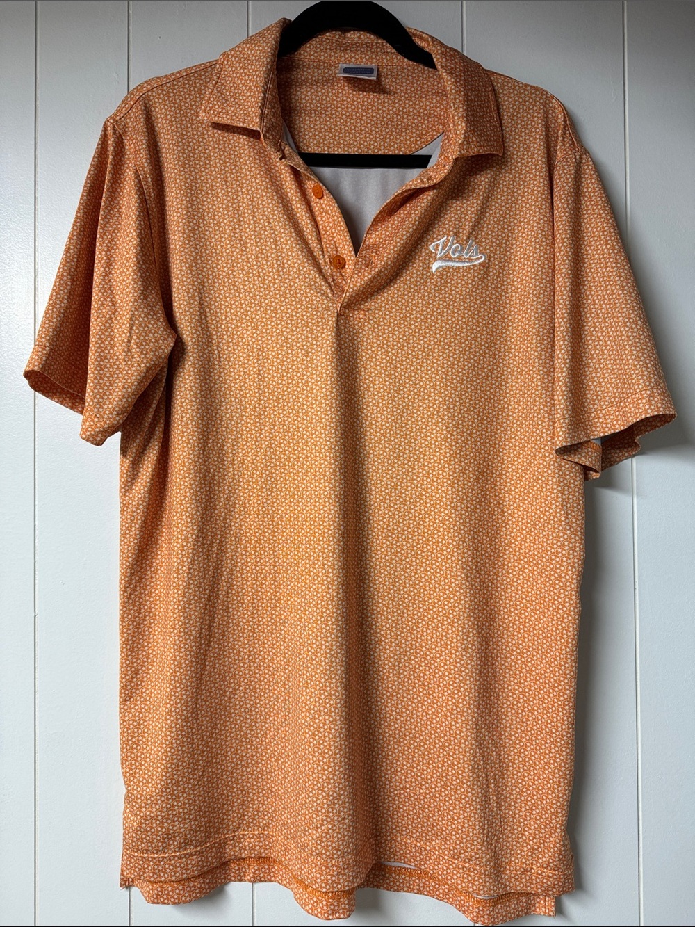 Orange Tri-Star Patterned University of Tennessee Polo Shirt - Men